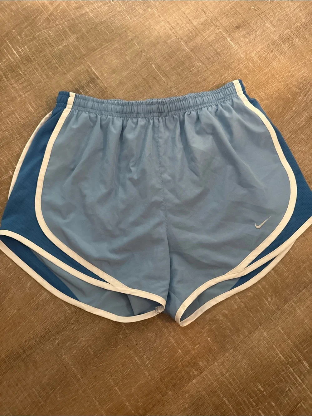 Nike Women’s Sky Blue Athletic Shorts with White Trim